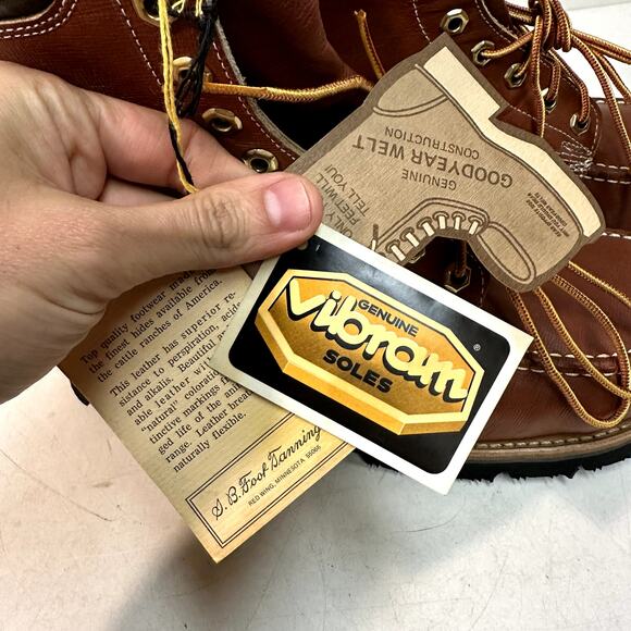 NWT VTG Knapp Boots 7" Moc Toe Steel Toe S. B. Foot Made in USA NOS 8.5 Wide EE - Picture 13 of 16